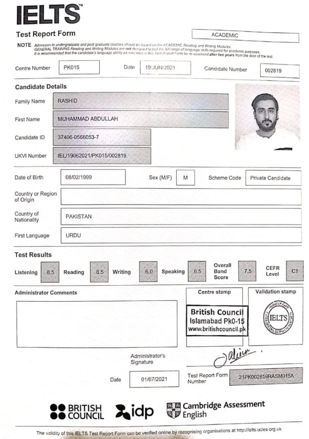 Mohd Abdullah Test Reports