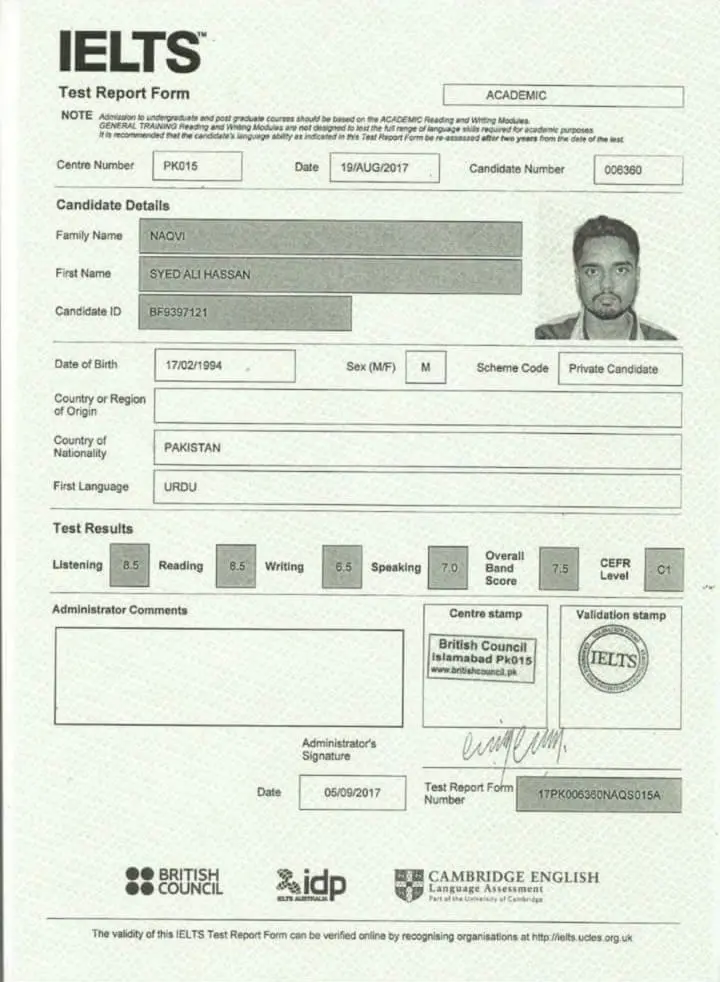 Syed Ali Hassan Test Reports